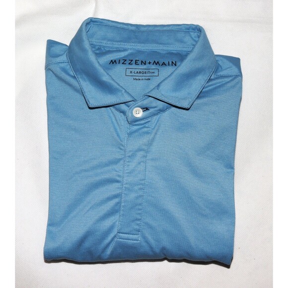 Mizzen‎ + Main Trim Men's Long Sleeve Preppy Golf Polo Blue Shirt Size XL - Picture 7 of 10